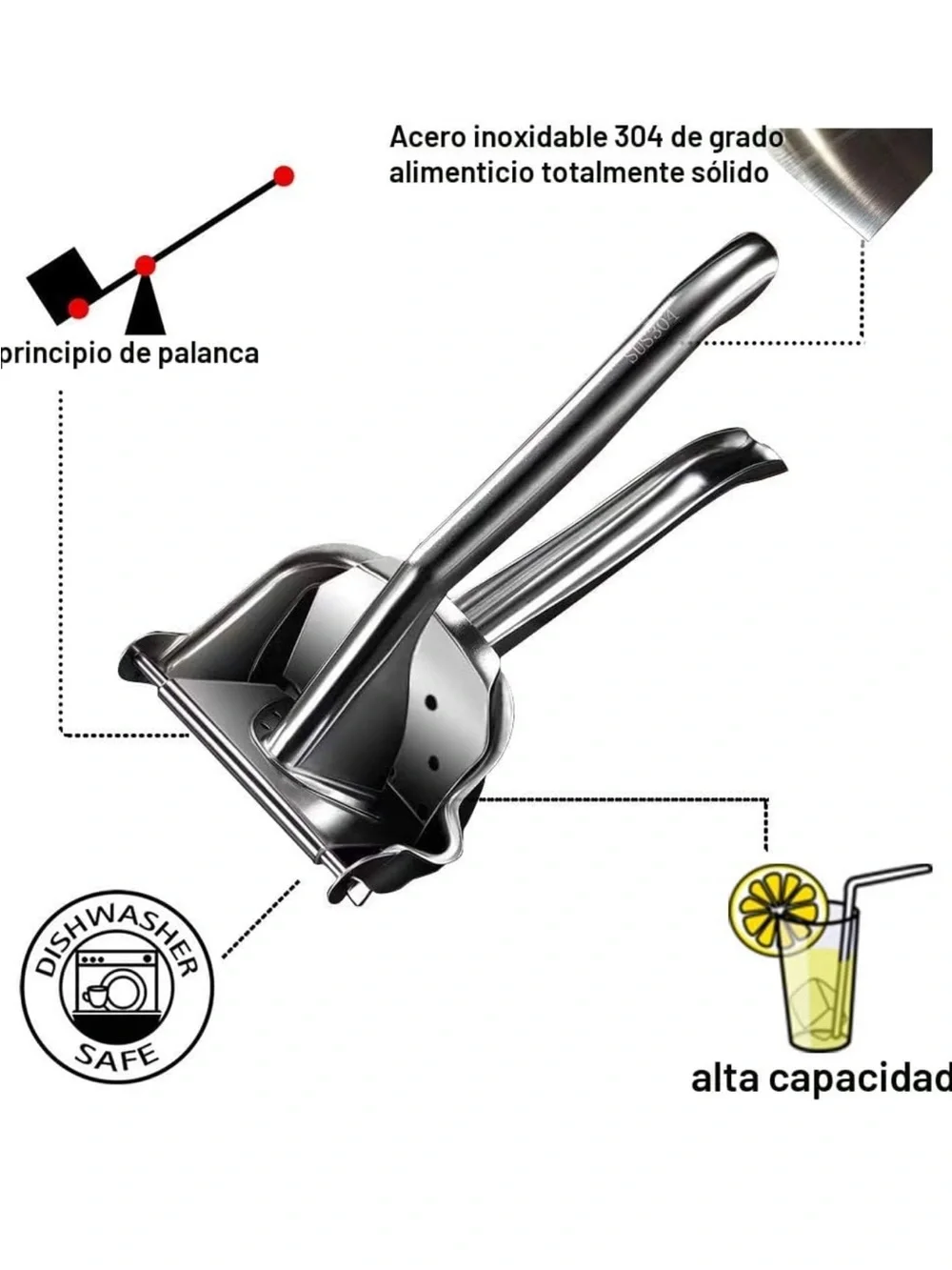 New Stainless Steel 304 Manual Citrus Juicer Lemon Orange Squeezer